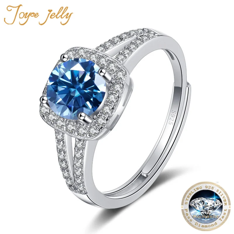 JoyceJelly 13 Color Real Moissanite Ring 1CT 6.5MM Women's S925 Silver Jewelry Luxury Wedding Rings Engagement Opening Resizable