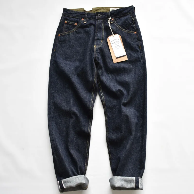 Loose Straight Cut Red Ear Denim Jeans Winter Youth Classic Versatile Long Pants Thickened Cotton Stretchless High Waist