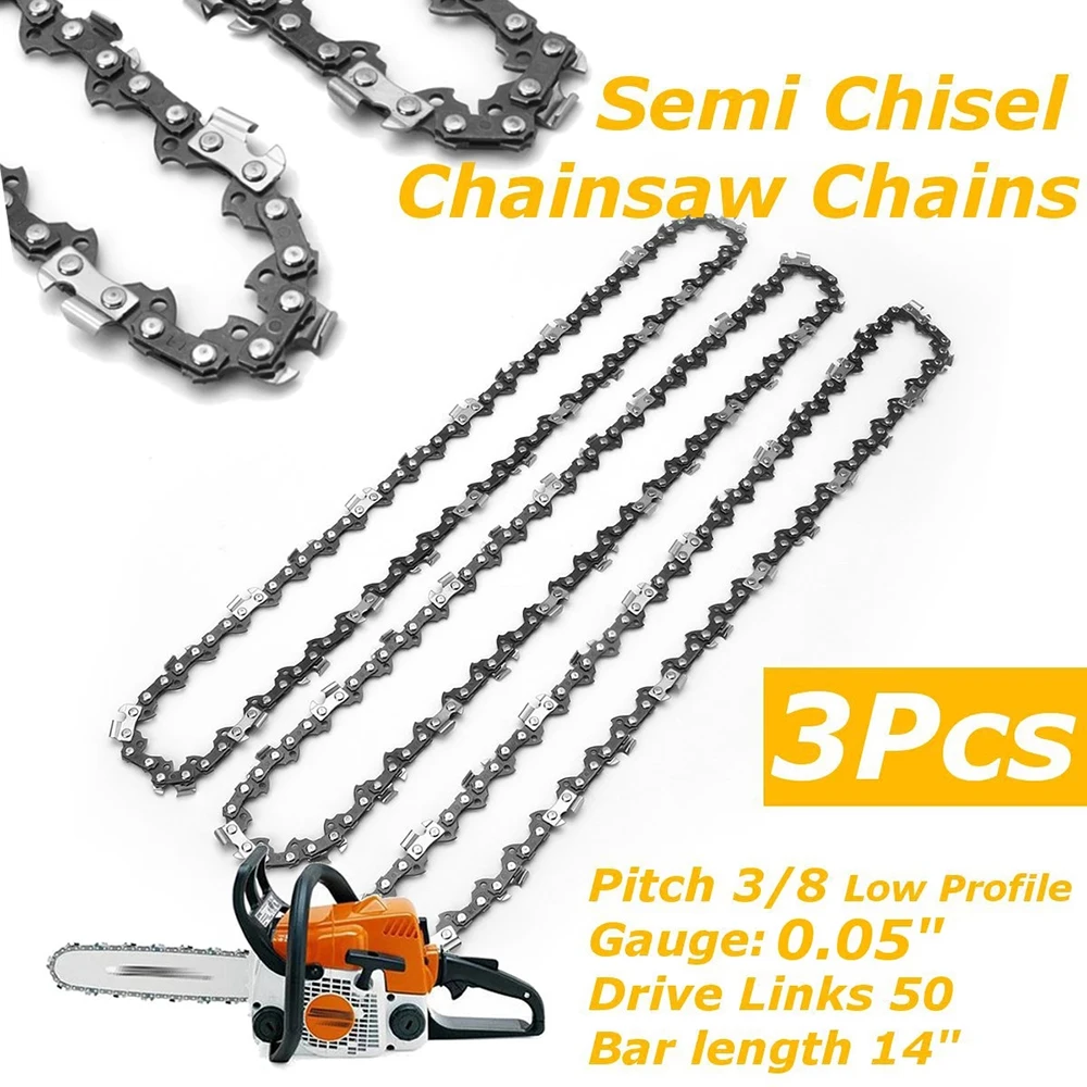 3Pcs/Set 14 Inch Chainsaw Chain Semi Chisel Chainsaw Chain For Stihl MS170 MS180 3/8