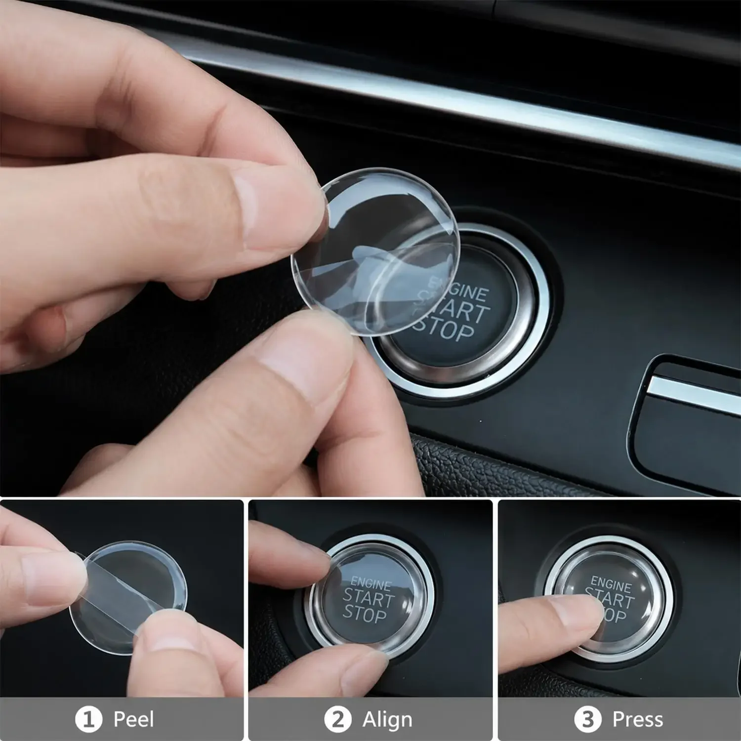 Transparent car ignition switch button sticker, start/stop button protection sticker, invisible scratch resistant sticker