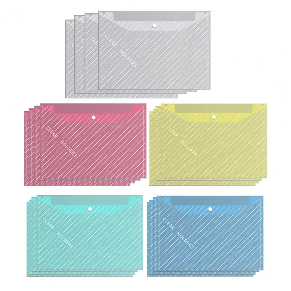 Waterproof Document Bag Bright Color File Organizers Waterproof A4 Size Document Bag Set 20pcs Translucent for Scratch-resistant