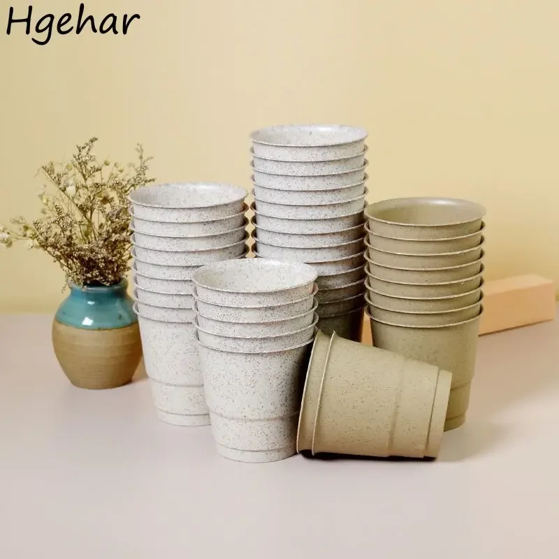 Tazas desechables naturales para el hogar, cocina gruesa, resistente al calor, té, agua, café, fiesta, cáscara de arroz, vajilla, Vasos Desechables