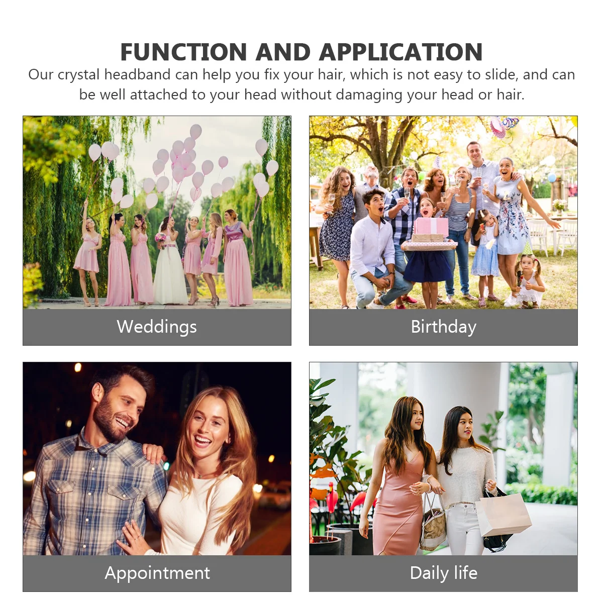 

4Pcs Rhinestone Hair Hoop Stylish Full Diamond Headband Engagement Birthday Party Hair Accessories Women Headdress