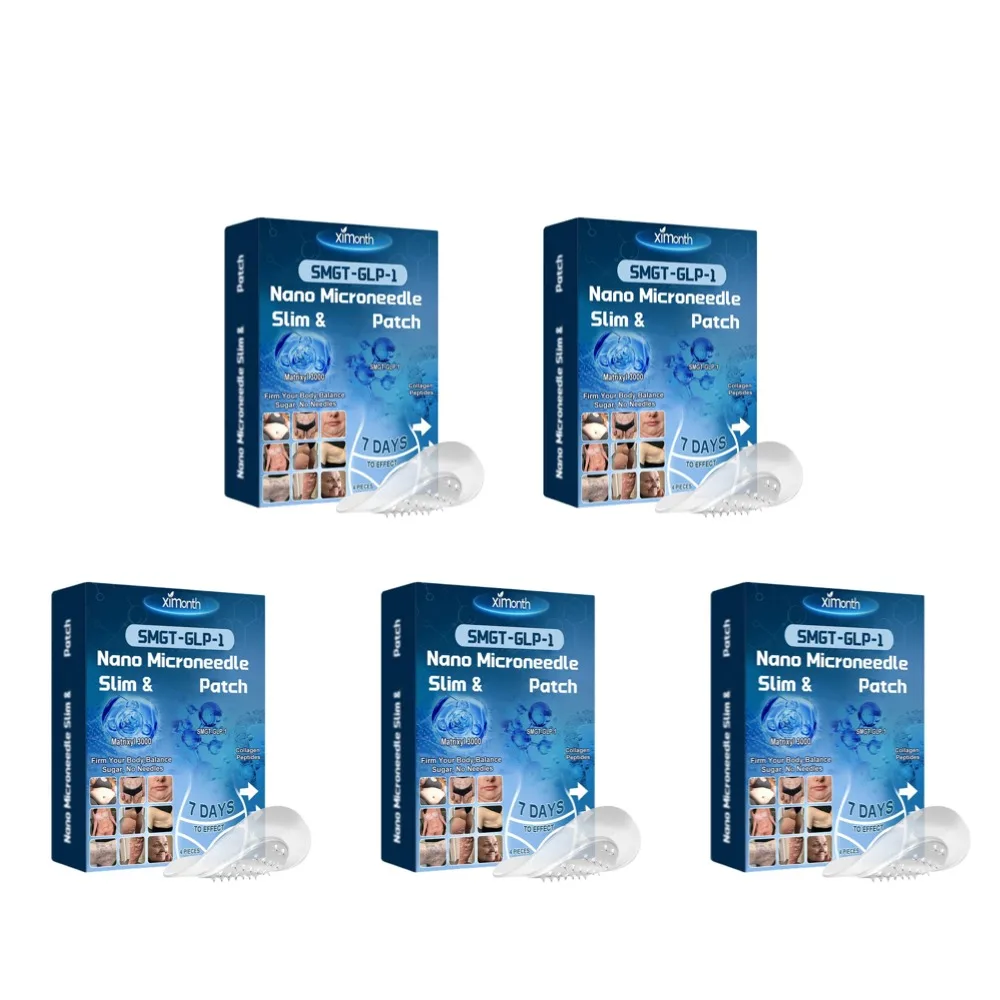 

5 коробок SMGT-GLP-1 нано-микроиглы для похудения, растительные экстракты, невидимые пластыри для похудения, пластыри для ухода за телом, ежедневный уход, 4 шт. в коробке