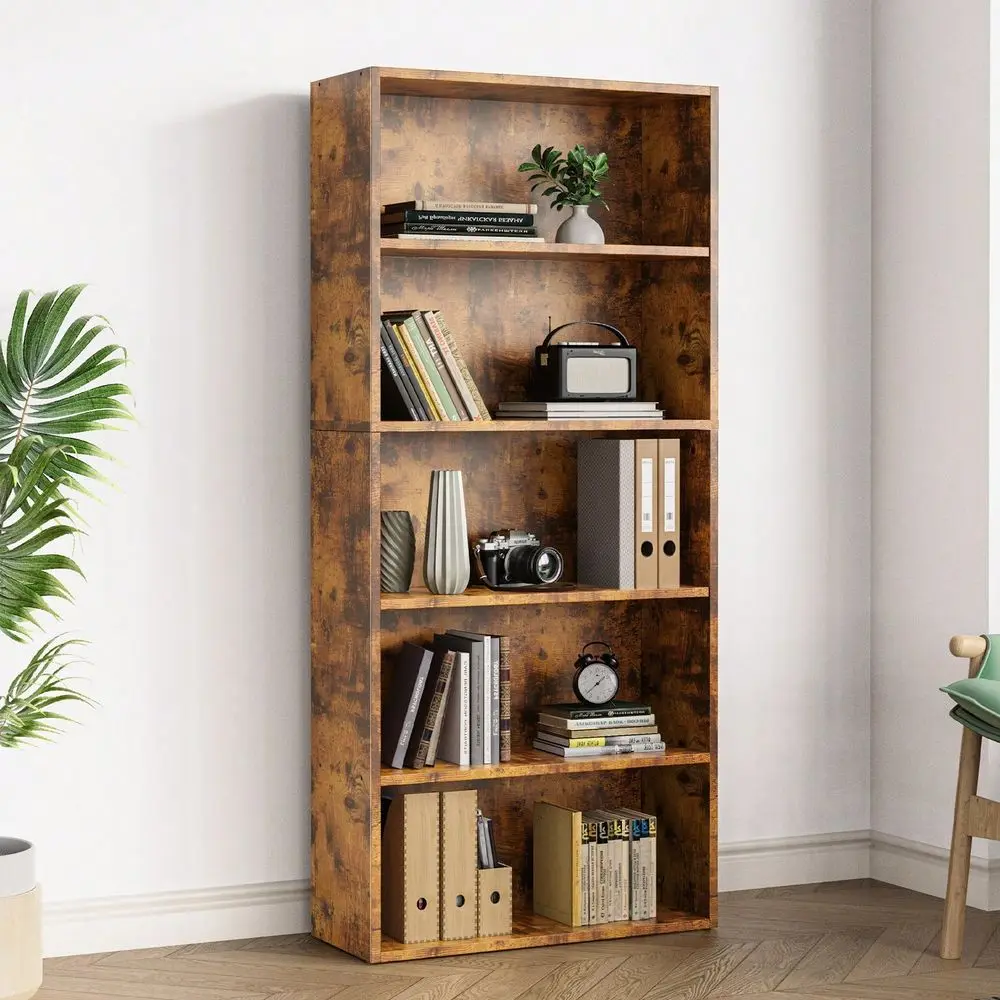 

2 Sizes Industrial Bookcase Large Tall Floor Standing Open Bookshelf For Home Office, Living Room, And Bedroom Storage