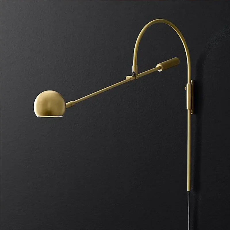 American Retro G9 LED Rotating Wall Lamp Living Room Wall Sconce Bedside Table Study Gold / Black Long Arm Reading Lamp