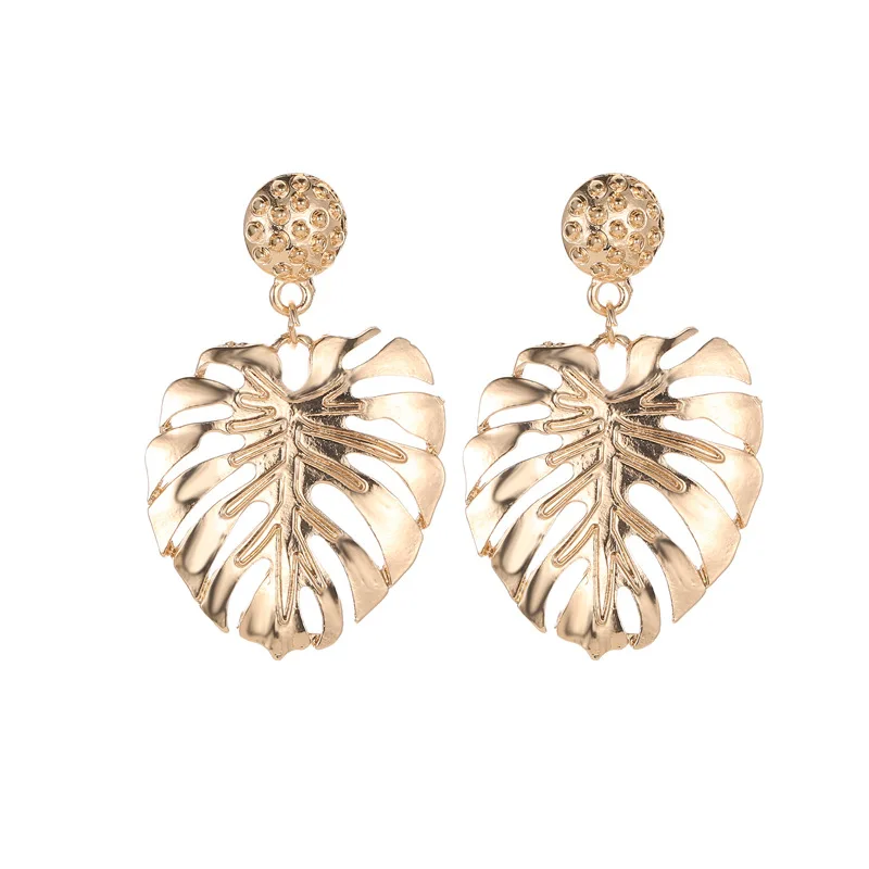 New Fashion Hollow Leaf Drop Earrings For Women Trendy Jewelry Dangle Ear Rings Gold Color Cute Girl\'s Accessories