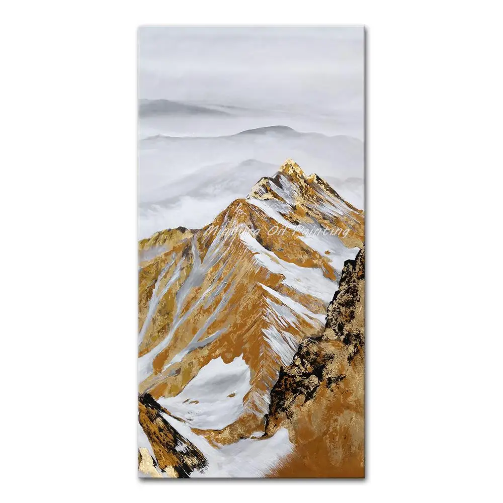 

Mintura Large Size Acrylic Canvas,Handmade Handpainted Oil Paintings on Canvas,The Golden Mountains Artwork Hotel Decor Wall Art