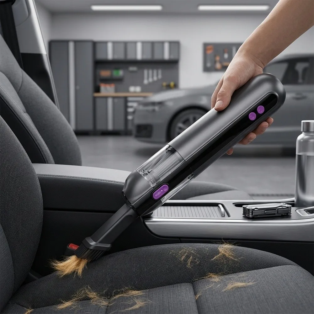 Cordless 15000Pa Car Vacuum Cleaner for Interior Cleaning with USB Rechargeable Battery and LED Dust Detection System