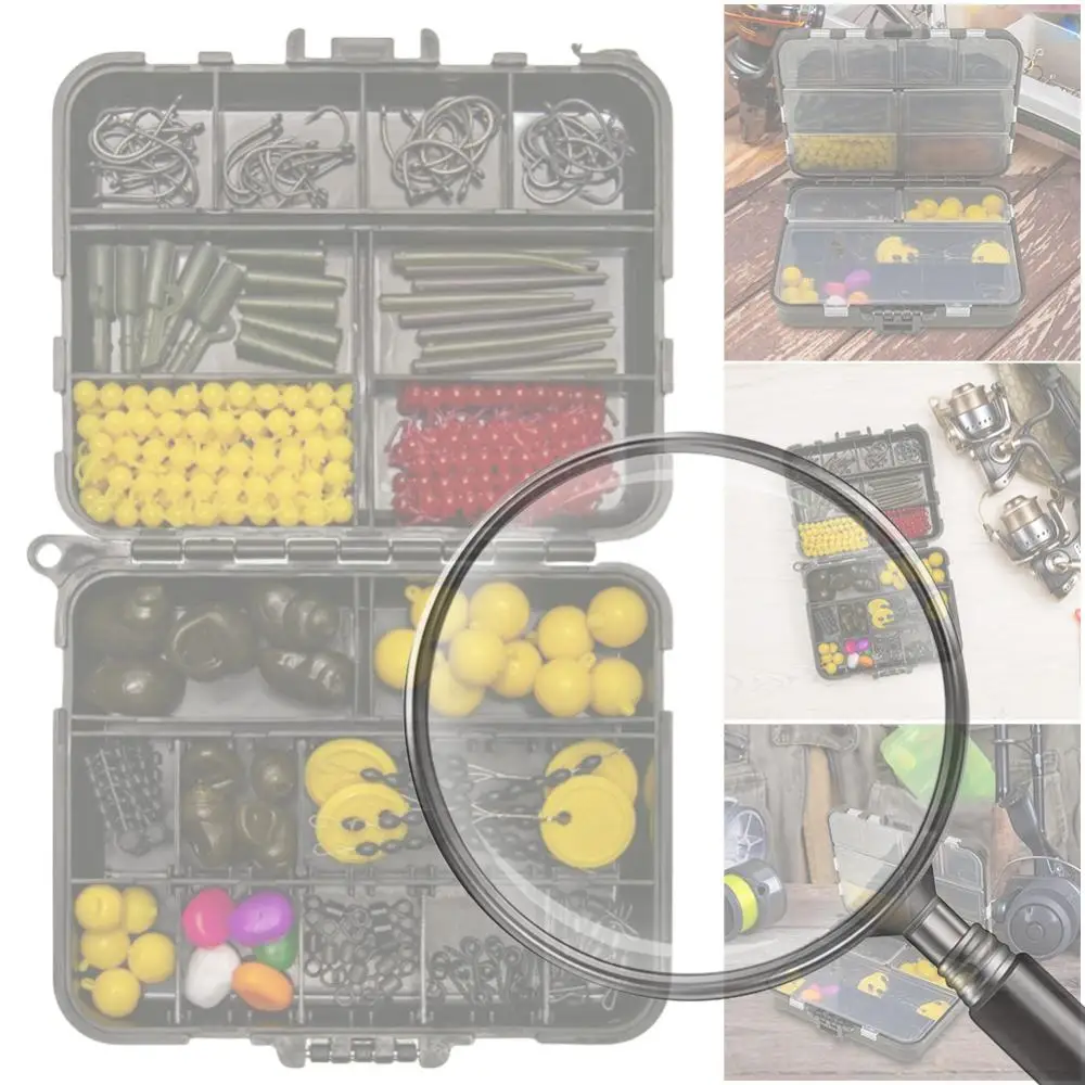 

Набор для карповой ловли из 145 предметов: вертлюги, приманки, грузила, двусторонний рыболовный ящик, комплект рыболовных инструментов и аксессуаров.