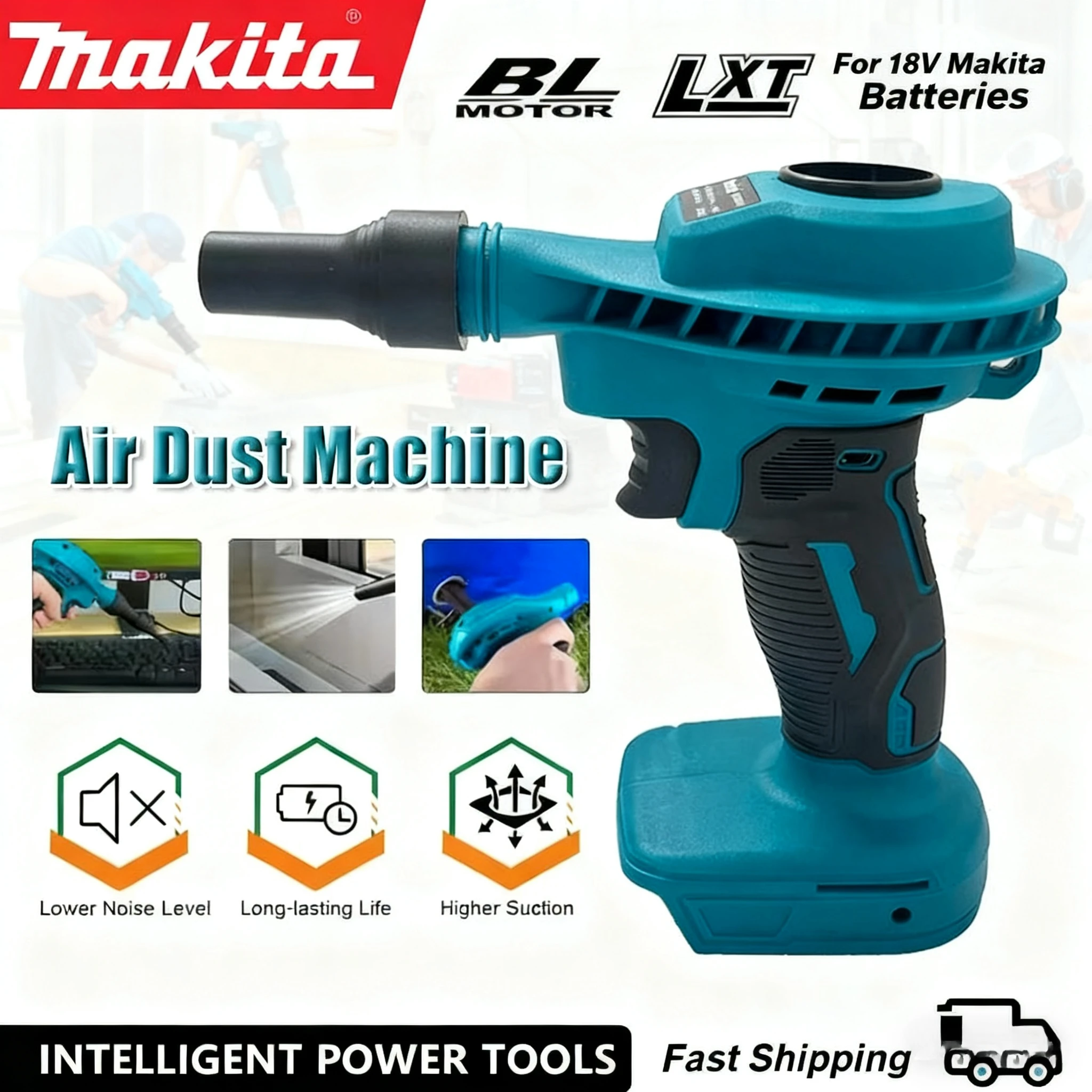 マキタ 18V バッテリー用 2 IN 1 充電式コードレスエアダストマシン効率的な真空クリーンインフレーター コンピュータークリーニング電動工具