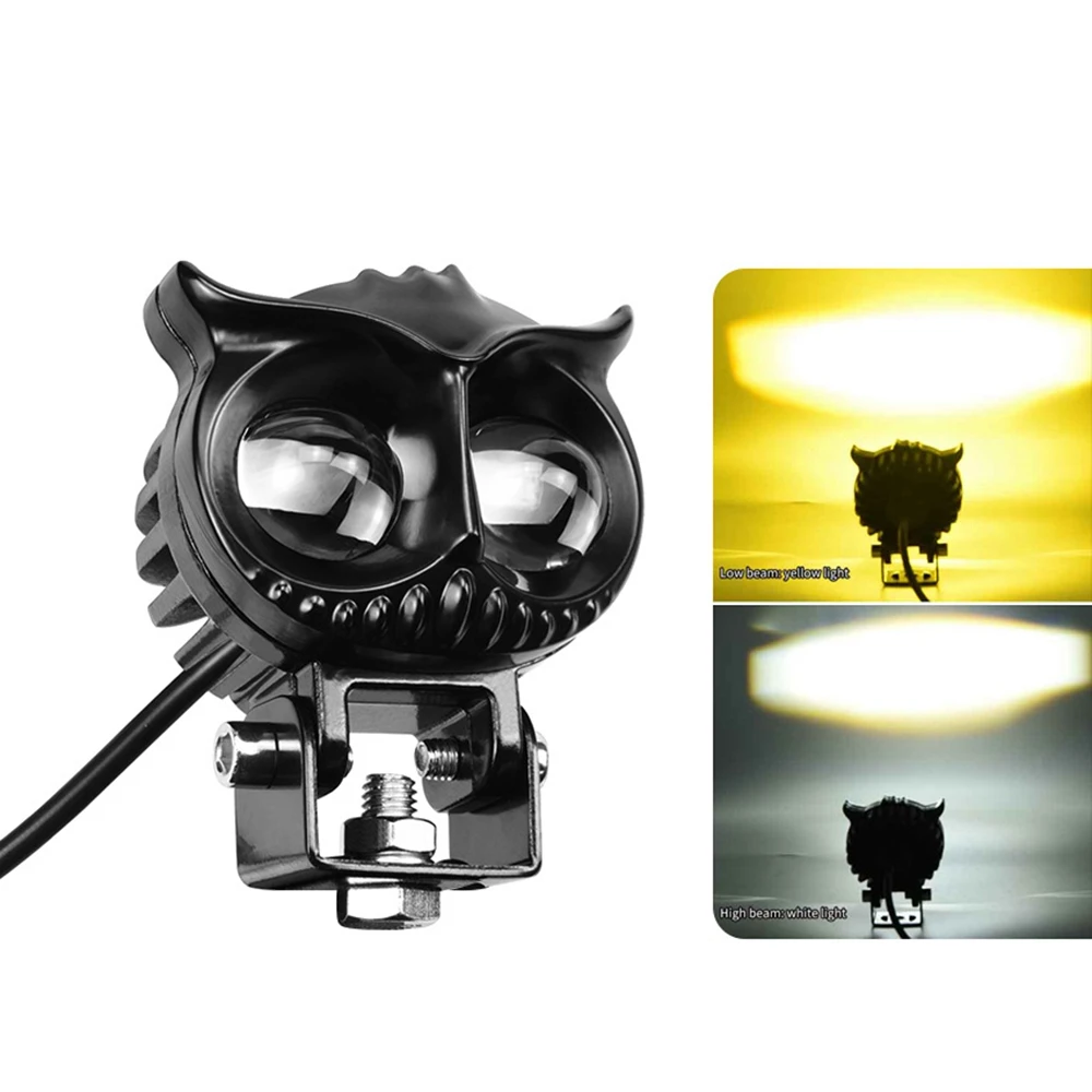 

1 Pair Dual Color Motorcycle Headlight Auxiliary Spotlights Motorbike Scooter Fog Lamp Owl Design Running Lights