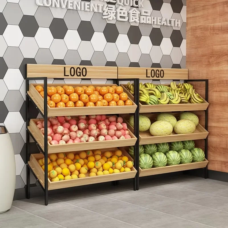 Multi Layer Fruit and Vegetable Display Shelf Supermarket Fresh Produce Storage Rack Wine Cake Cabinet Stand for Store