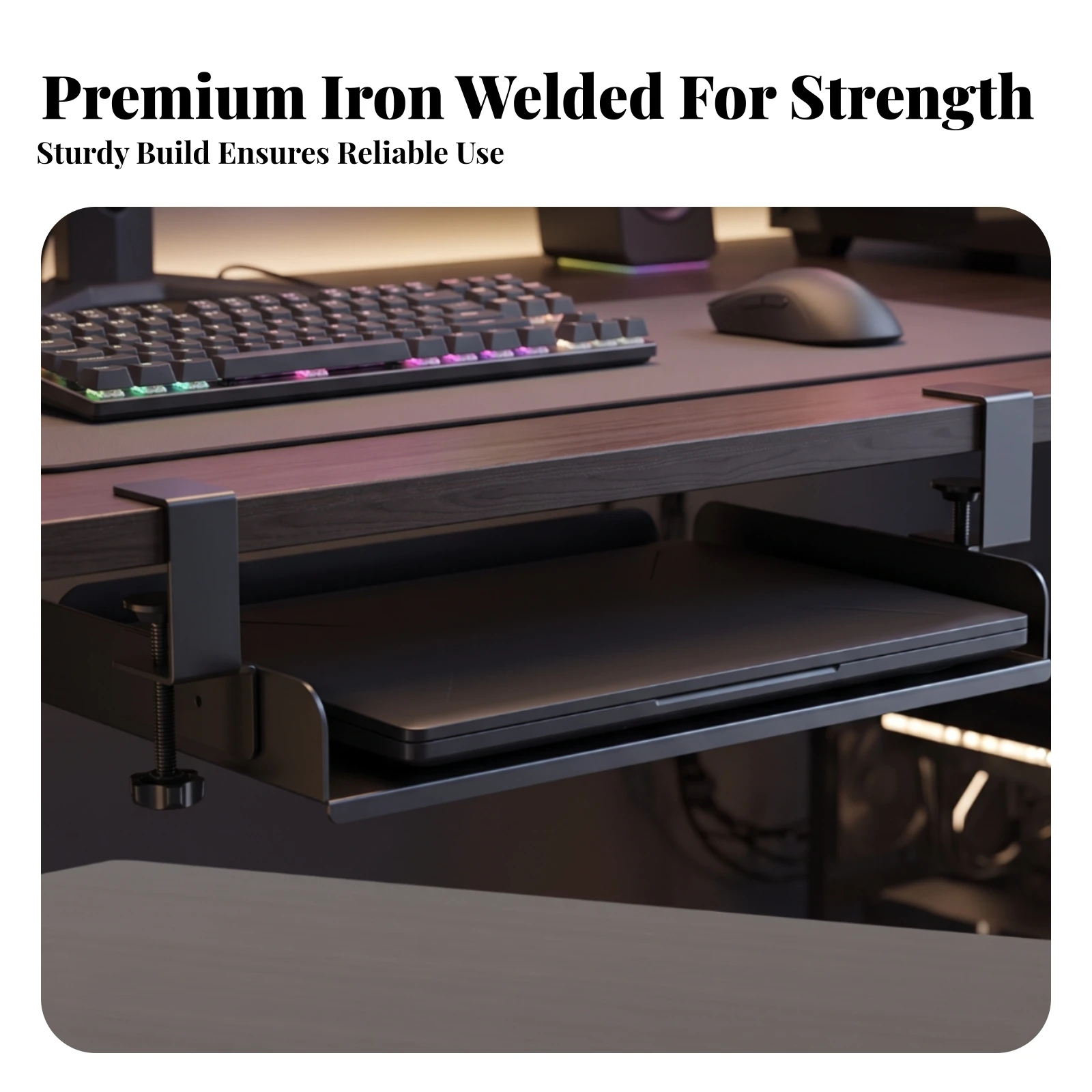 Under Desk Laptop Mount Clamp on Under-Desk Laptop Holder Organizer No-Drill Rack Space-Saving for Telecommuting Workers