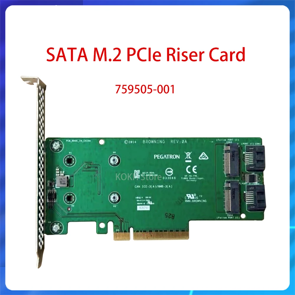 

Original Dual Solid State Expansion Upgrade Card 759238-001 for HP 759505-001 Dual Drive SATA M.2 PCIe Riser Card High Profile