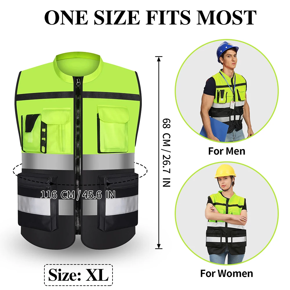 Imagem -04 - Colete de Segurança Reflexivo de Alta Visibilidade Homem Roupas de Trabalho Multi Bolsos Colete de Trabalho Motocicleta hi Vis Coletes de Segurança Workwear