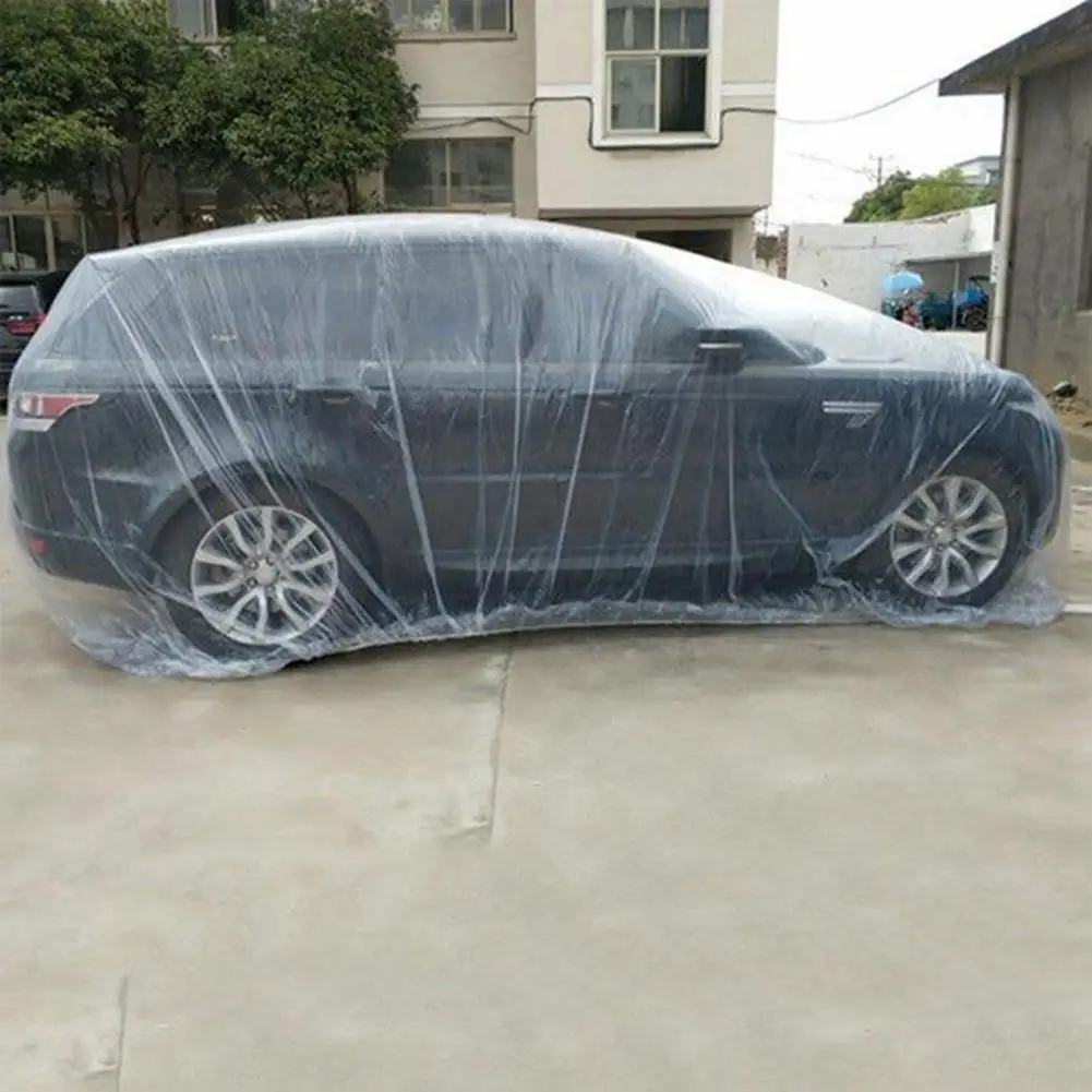 Full Car Cover Auto Accessories Dustproof Light Weight Car Clear Cover with Elastic Band Transparent Car Cover Sun Shade