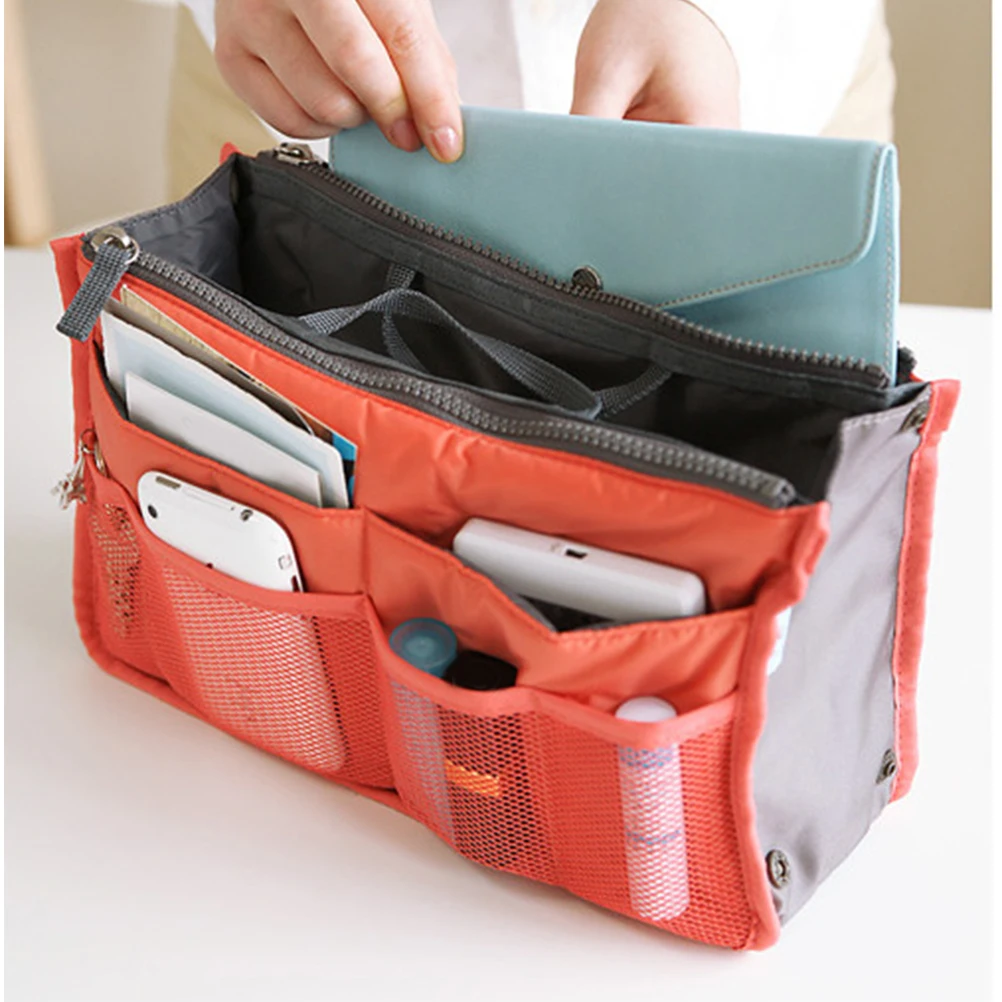 

Double Zipper Bag Portable Handbag Storage Sundries Organizer Wash Toiletries Holder