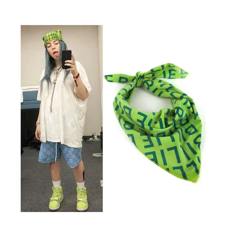 Billie New Hip Hop Bandana Concert Perimeter Green Headscarf Fashions Polyester Digital Allover Printed Headwear Birthday Gifts