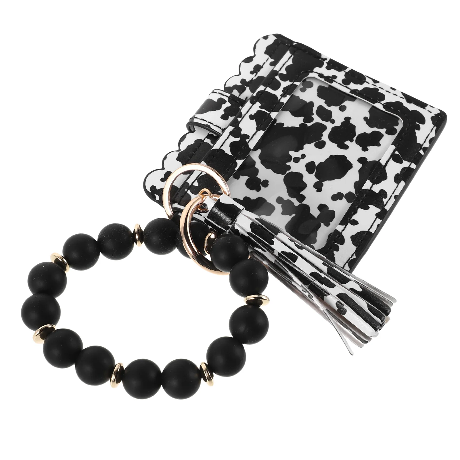 Mini Coin Purse with Card Holder Silicone Beaded Keychain Wallet Compact Lightweight Organizer for Women Portable Key Pouch