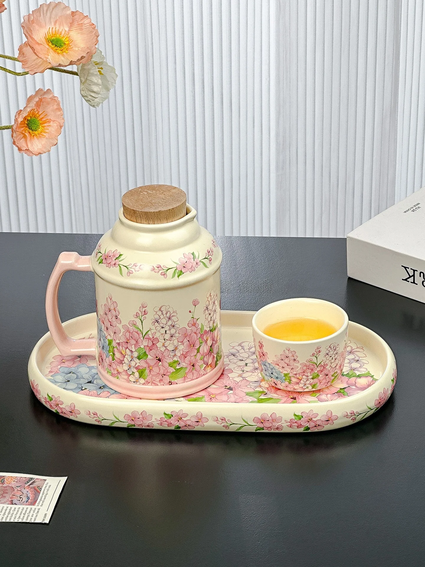 

Новый подарочный набор для дома: Эстетичный чайник с цветочным узором и чашка для заваривания чая во французском винтажном стиле