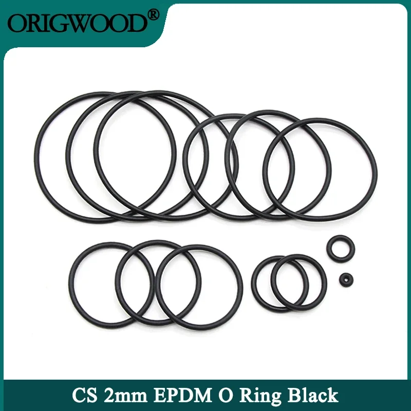 

10/50pcs EPDM O Ring Gasket CS 2mm OD 5 ~ 100mm Black Acid and Alkali Resistance Water Resistance Friction Resistance o-ring