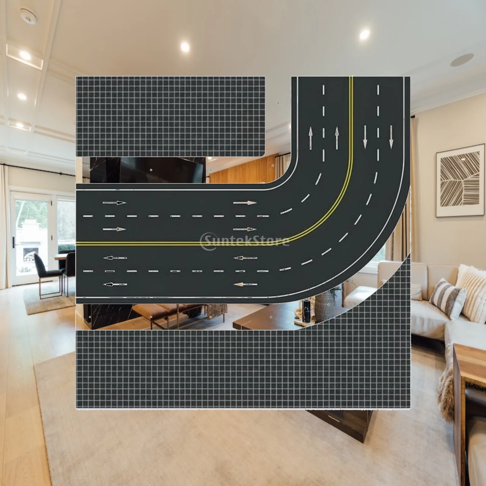 Traffic Base Sticker Curved and Straight Road Section Scene Board PVC Model Surface for Architectural Model