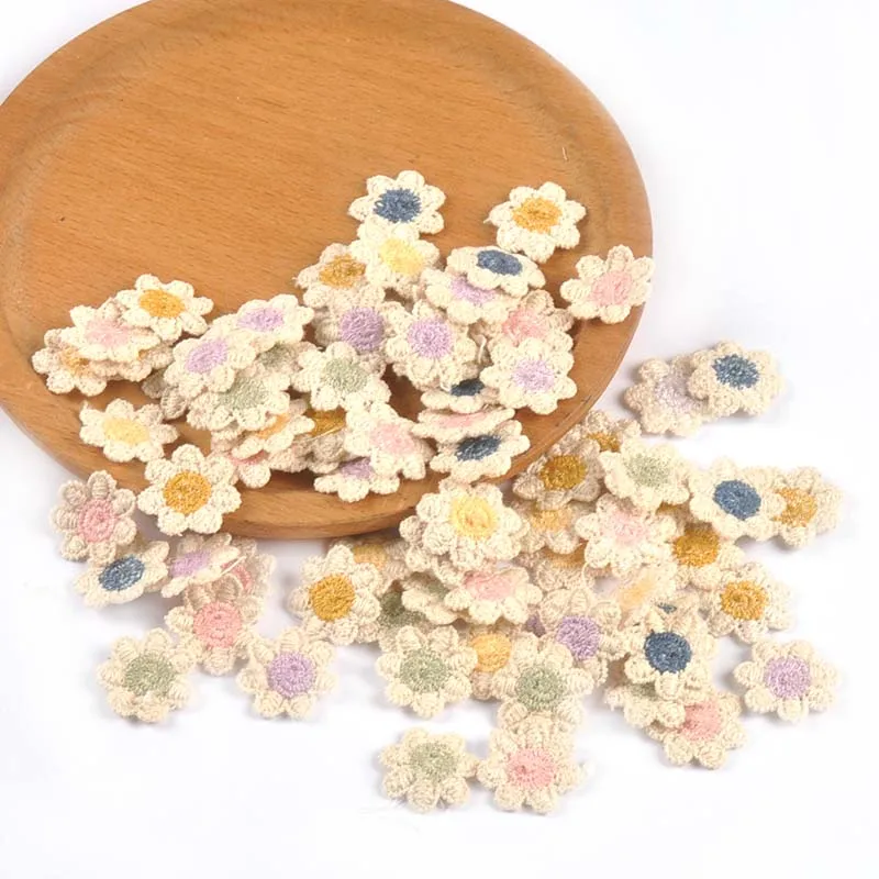 50 шт. 20 мм разноцветные мини-цветочные кружевные нашивки, аксессуары для шитья одежды, аппликации для вышивки для декора одежды ручной работы C3461