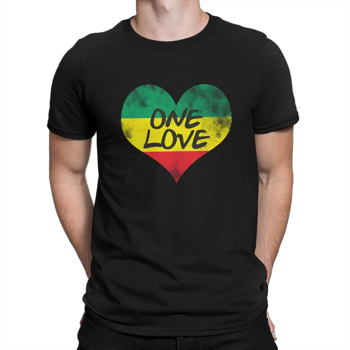 Rasta Lion Vintage Jamaican Heart Tshirt Homme Men's Streetwear Polyester T Shirt For Men