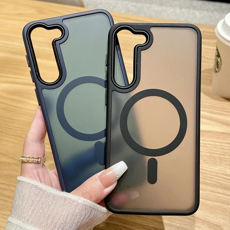 Matte Case For Samsung Galaxy S25 S24 S23 S22 Ultra Plus S21 S20 FE For Magsafe Magnetic Charge Frosted Bumper Cover funda image 2
