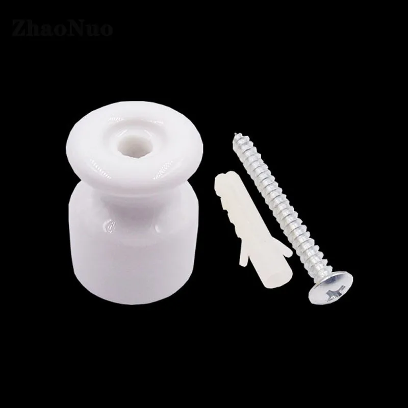 10pcs Ceramic Insulator Wall Terminals Eletrico for Wiring Porcelain Insulator Cable Fixings with Install Screw Free Shipping