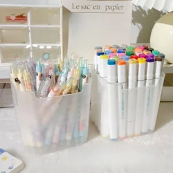 Large Capacity Plastic Pen Holder Desktop Storage Desk Organizer Pencil Display Cup Simple Stationery Box Office Accessories