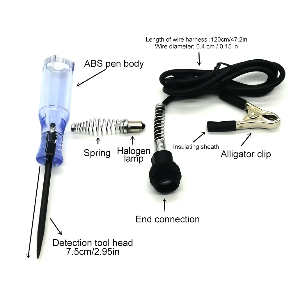6V 12V 24V DC Car Truck Voltage Circuit Tester Car Test VoltMet Long Probe Pen Light Bulb Automobile Maintenance Tools