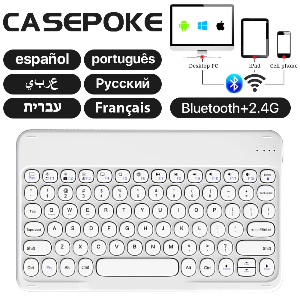 CASEPOKE para iPad Teclado sem fio com botão silencioso português para Xiaomi Samsung Google Android iOS Windows Teclado Mouse Conjunto