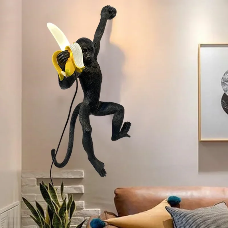 Nordic creative monkey lamp banana wall lamp children's room decoration desk lamp bedroom dining room personalized art ch
