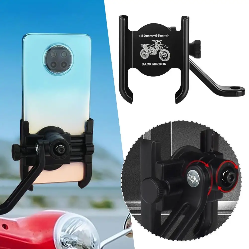 Motorcycle Phone Mount Base Aluminum Alloy Scooter Universal Moped Mount Cellphone ﻿ Rearview Holder Smartphone Mirror R6G5