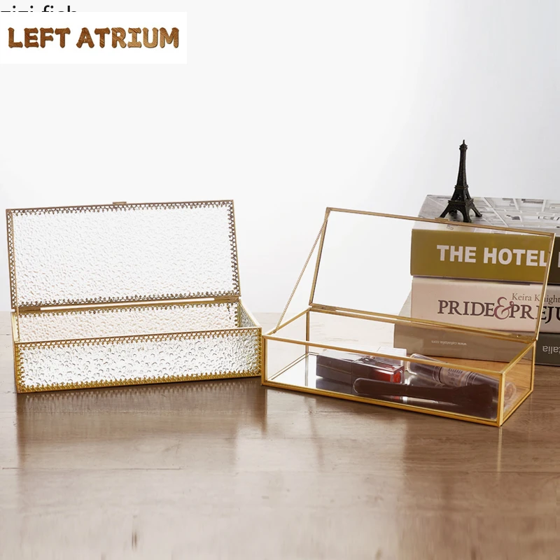 

Rectangular Jewelry Storage Box Glass Jewelry Box Decorative Display Boxes Jewelry Organizer Home Storage Bins Makeup Organizer