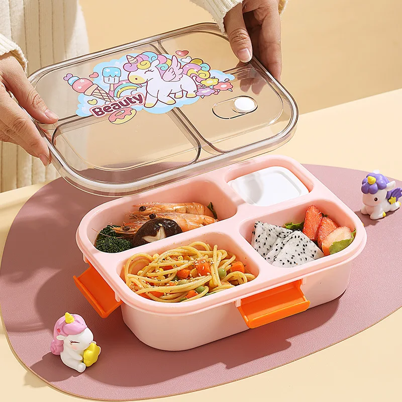 Student Lunch Box, Children\'s Cartoon Pattern Lunchbox Kids School, Outdoor Bento Box, Instagram Style, Can be Microwave Heated