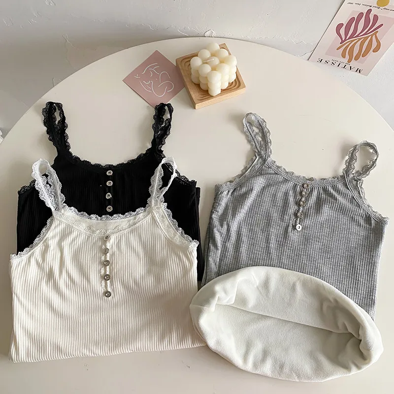 

Жилет на бретельках с подкладкой Fce, новинка зимы 2023, утягивающая внутренняя одежда, теплое нижнее белье, базовый слой, молодежный сладкий Sle