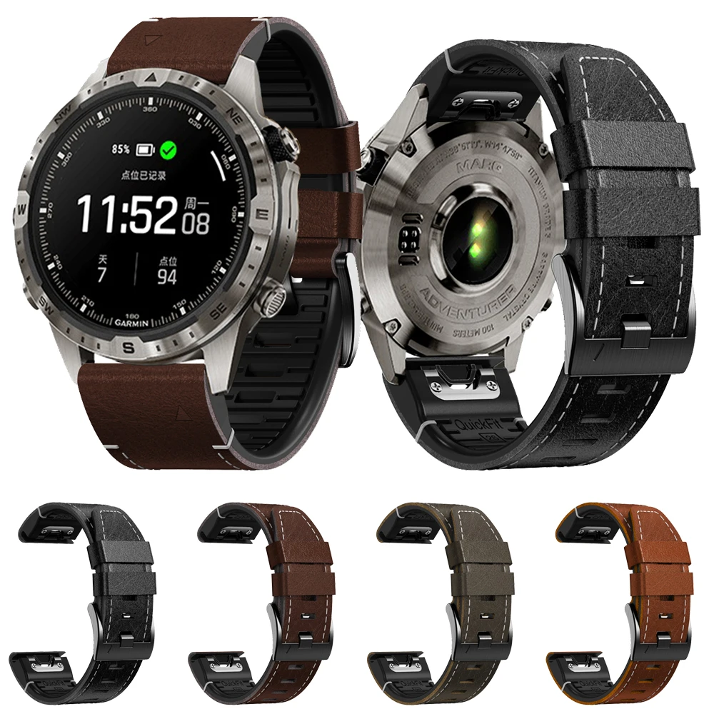 

Кожаный ремешок для Garmin fenix 7X 7 6 6X Pro, ремешок для часов fenix 5X Plus Epix Gen 2 epix Pro 47 мм 22 26 мм QuickFit