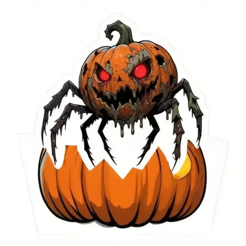 9pcs-Reusable Halloween Window Decals, Pumpkin Spider Static Cling Stickers - No Residue Waterproof for Auto Car Glass Home