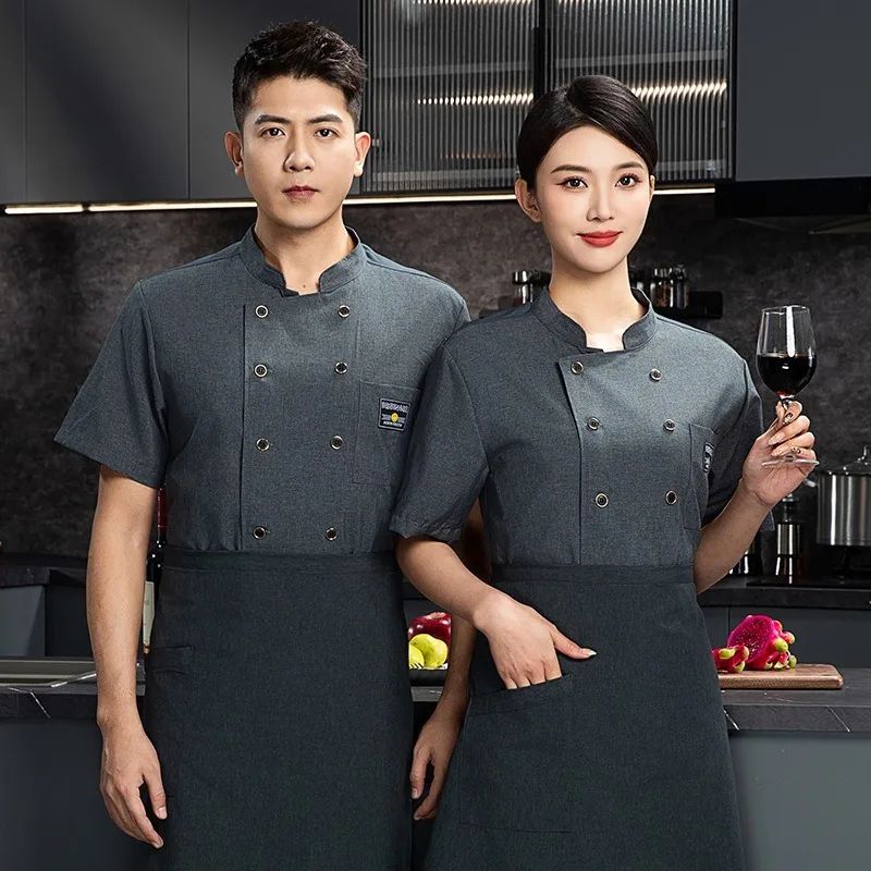 

Pure Color Double-Buttoned Chef Work Uniform Restaurant Kitchen Special Casual Western Suit
