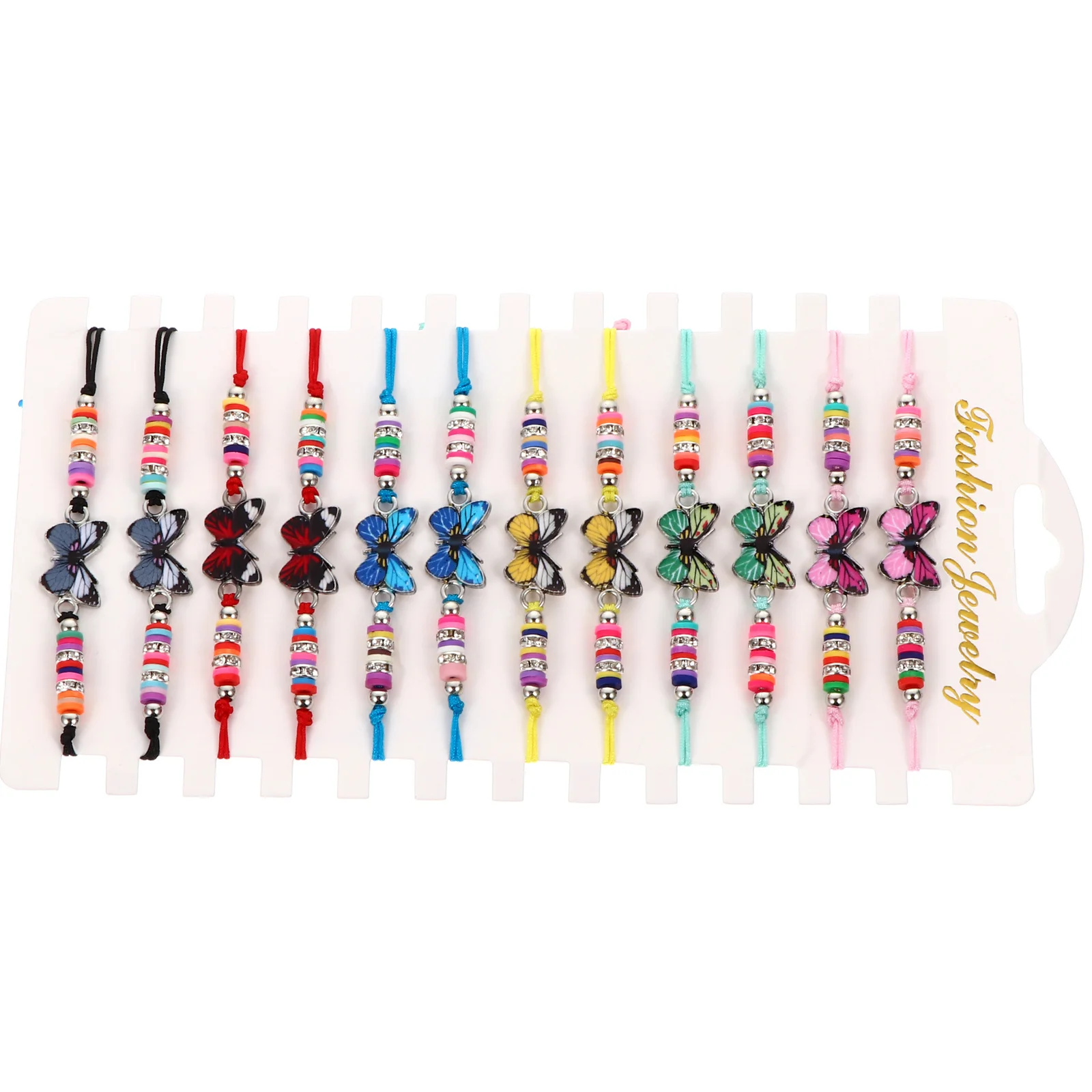 

12Pcs Adjustable Bracelet Polymer Clay Bohemian Handmade Wrist Jewelry Ethnic Style Creative Hand Accessory