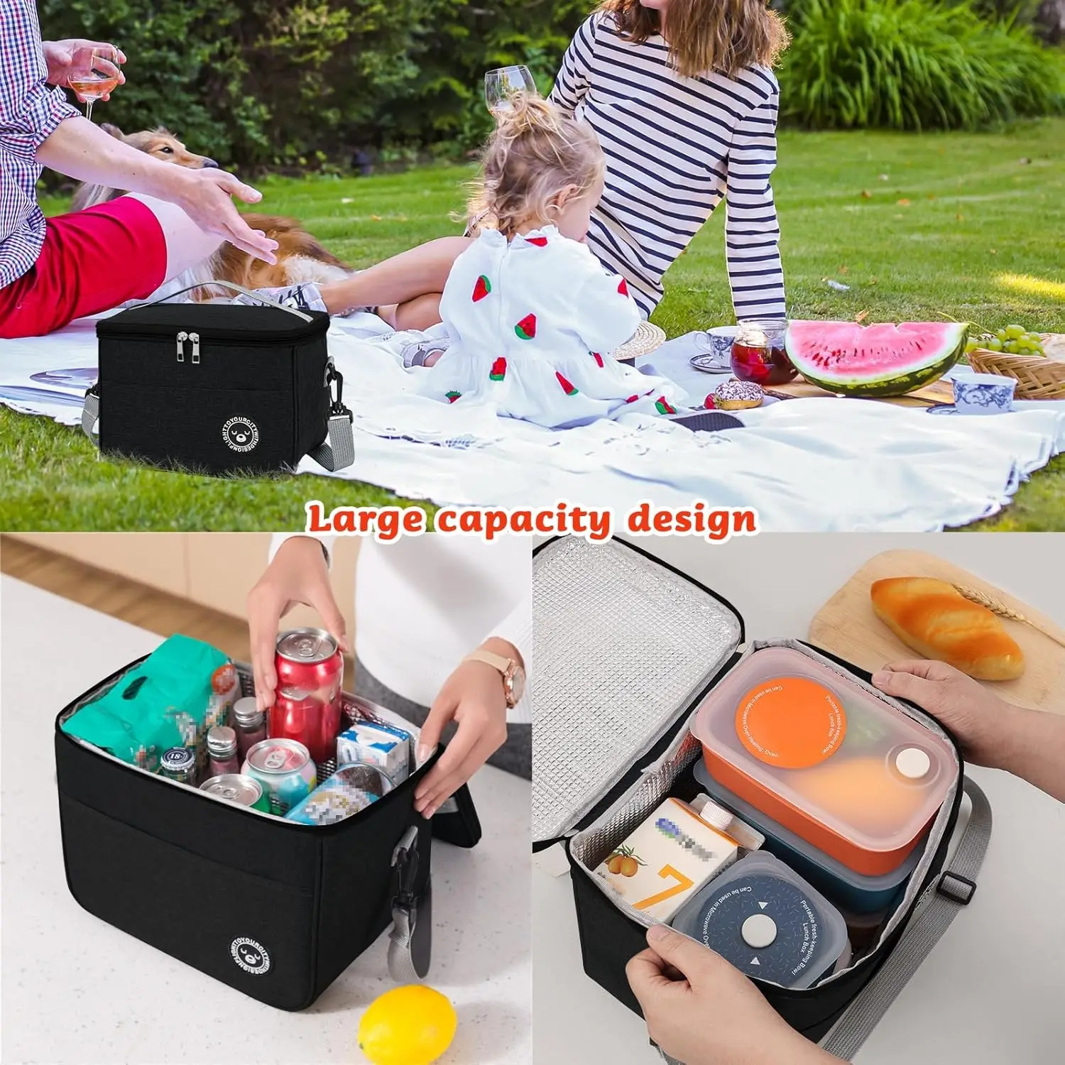 12.7L Large Insulated Lunch Bags Leakproof Cool bag Thermal Lunch Box for Women Men Kids Camping Work Office School Picnic Pack