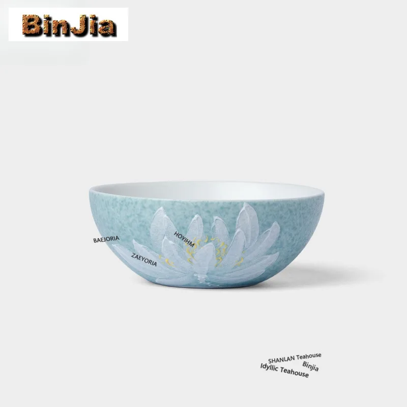 90ml Hand-painted White Lotus Moonlight Teacup Ancient Tea Bowl Tea Cup Set Tea-tasting Fragrance Cup Jianzhan Master Cups Cafes