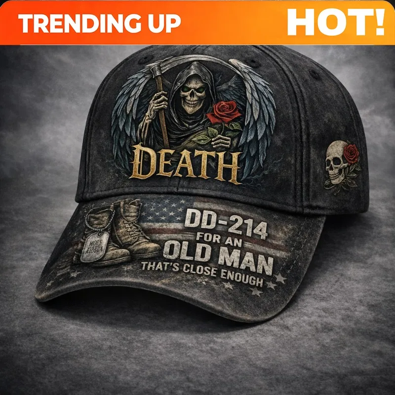 3D Printing Edgy Death Themed DD214 Cap | Unique Historic Collectible Value, Polyethylene, Punk Style No Embroider
