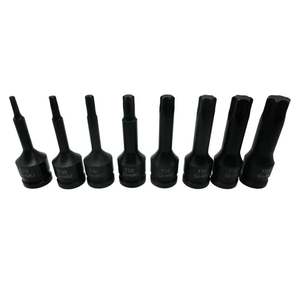 1/2 Inch Drive Impact Torx Star Bit Socket Sets T20 T30 T40 T50 T55 T60 T70 T80 Key Wrench Tools Set For Repair Accessories