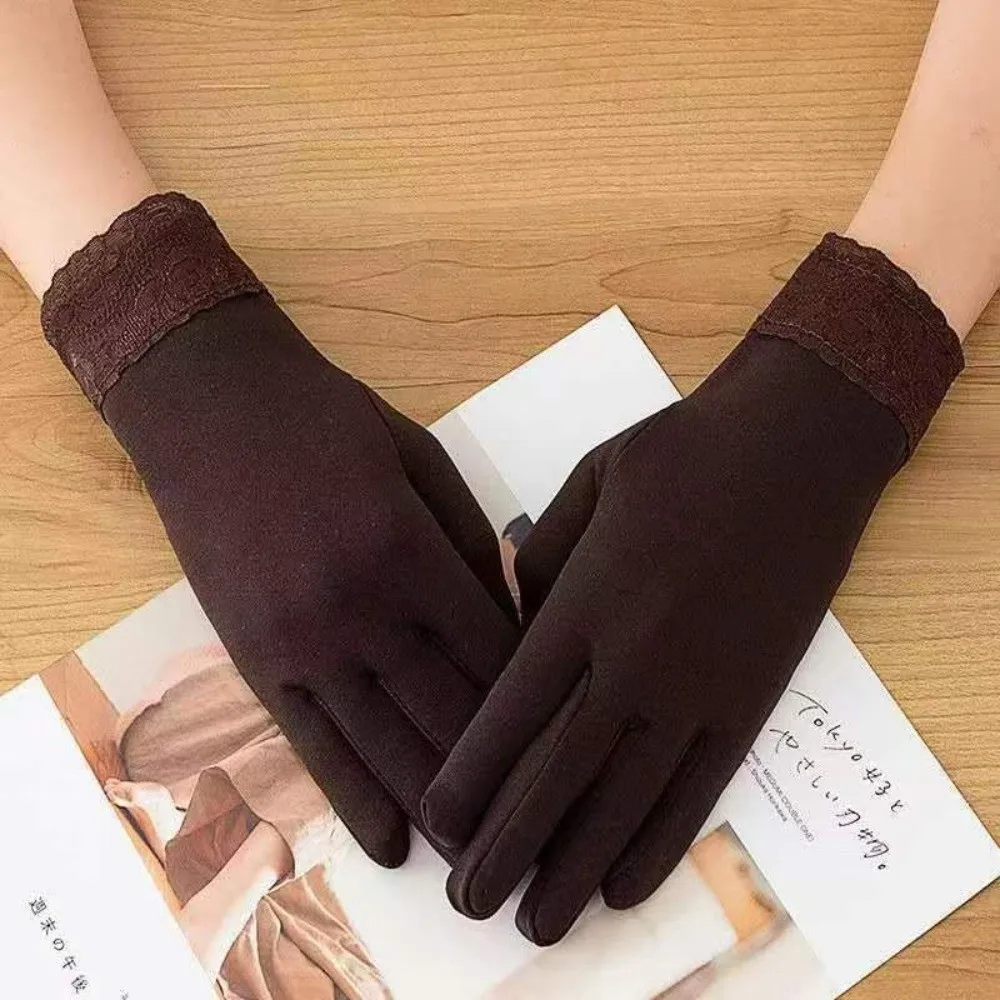 New Warm Winter Gloves Full Finger Coldproof Driving Mittens Windproof Lace Windproof Cold Proof Gloves Girls