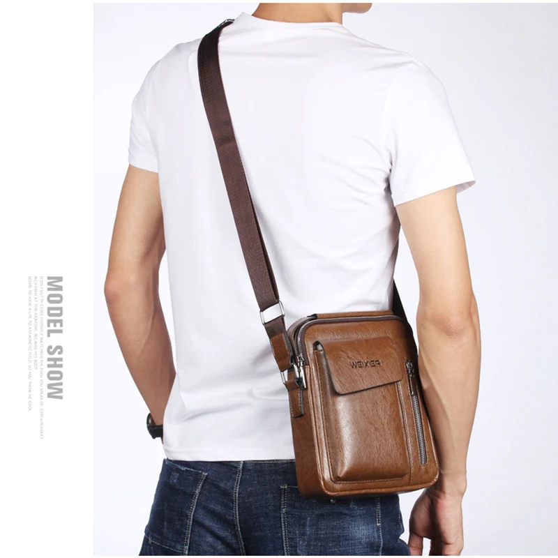 Bolso de hombro Vintage para hombre, maletín de cuero PU, bolso de mensajero cruzado informal de negocios, bolso lateral