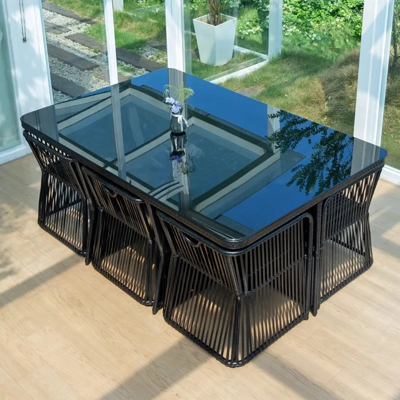Outdoor table and chair courtyard leisure rattan table and chair combination open-air terrace garden outdo
